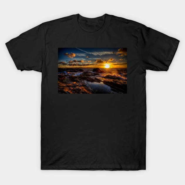 Cornish Sunset On Hayle Beach T-Shirt by tommysphotos